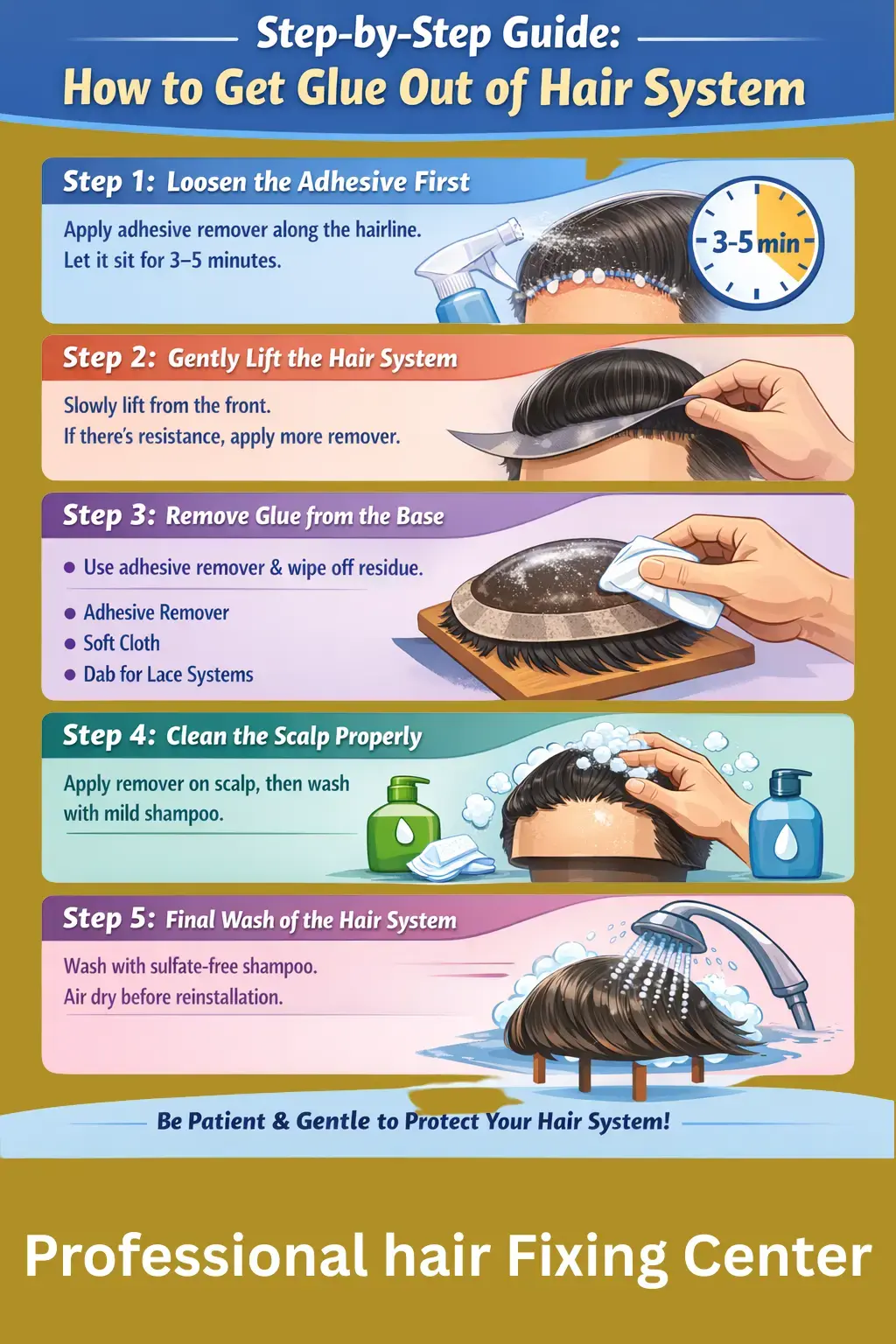 How To Get Glue Out Of Hair System Safe Removal Of Hair System Glue